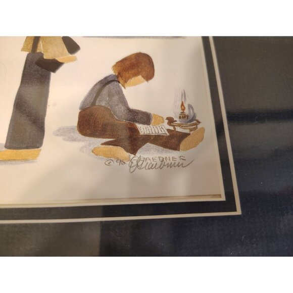 Vintage Diane Graebner Print, Close Your Books, Time for Bed Amish, Signed COA - Picture 3 of 6